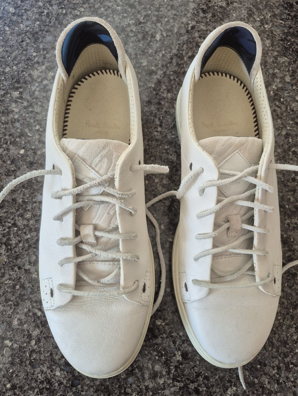John Paul Men's White Leather Casual Sneakers, Size 7